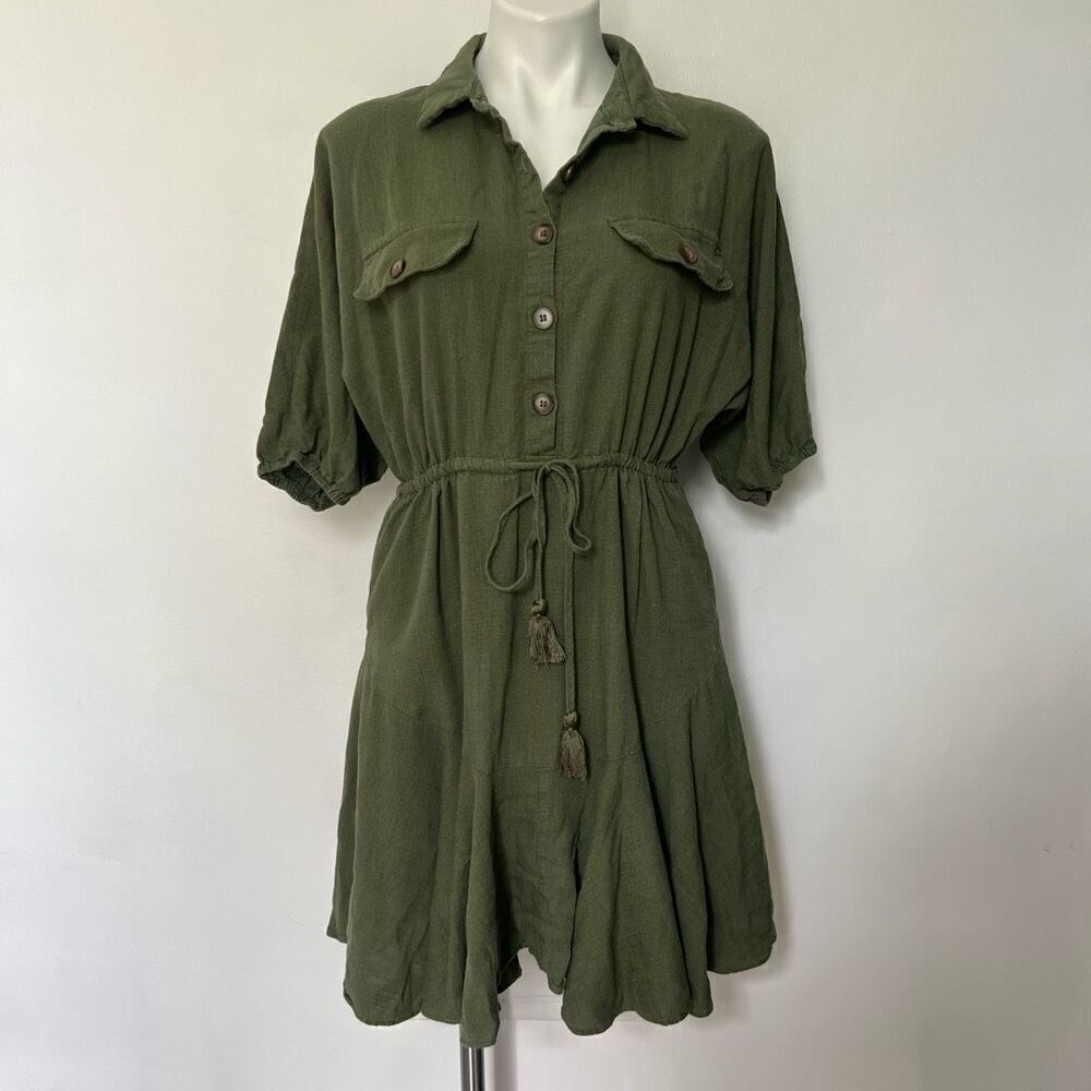 Grace + Karma Linen Blend button front dress